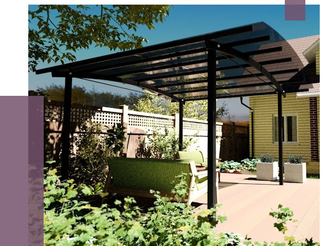 Навесы для террасы в Усолье-Сибирском от 13158 руб. под ключ | ПРОЛЁТ-Сль