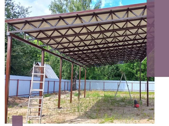 Односкатные навесы под ключ в Усолье-Сибирском — изготовление и монтаж