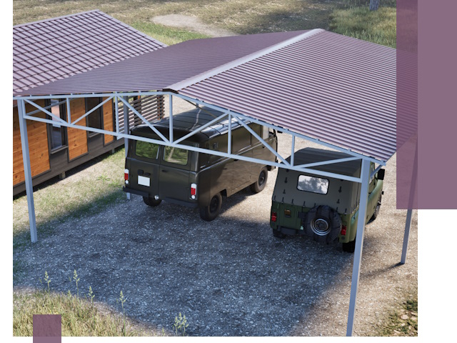 Двускатные навесы под ключ в Усолье-Сибирском — изготовление и монтаж